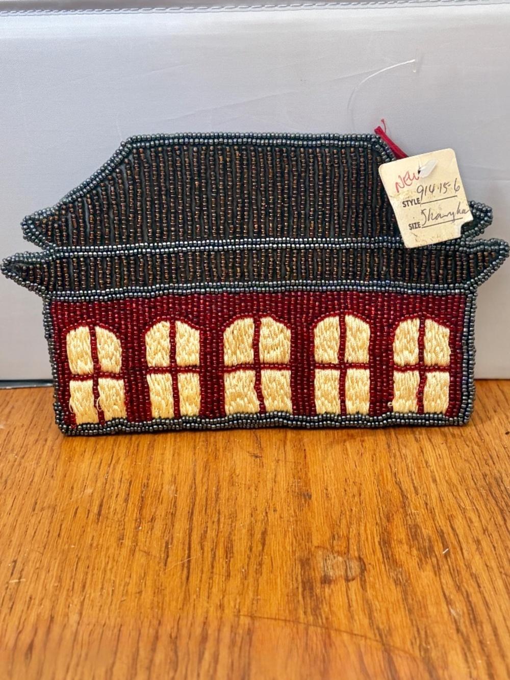 Vintage Shanghai Tang Beaded Pagoda Building Coin Purse Clutch Novelty Pouch NWT